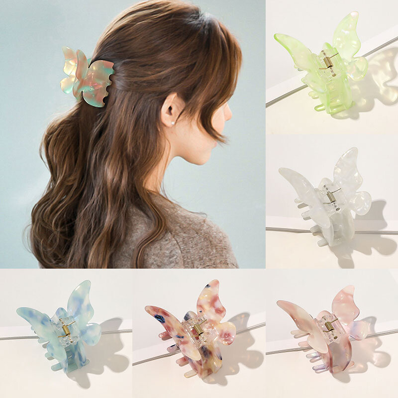 Sweet Butterfly Hairpin Summer Fairy Clip Gradient Tie-Dye Acetate Headwear Women Girls Styling Tools Barrettes Hair Accessories