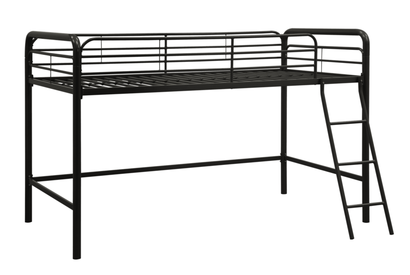 Twin Metal Loft Bed Bedroom Furniture, Weight capacity: 200 lbs, Black
