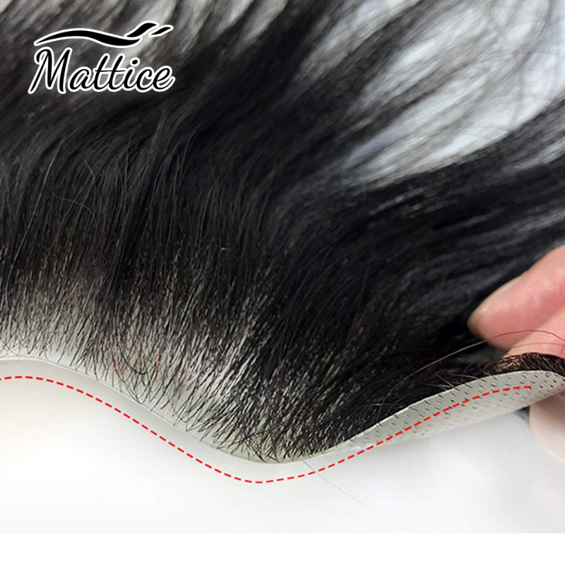 Rambut palsu Frontal dasar kulit tipis untuk pria Wig rambut manusia 100% ujung rambut manusia pita depan gaya V