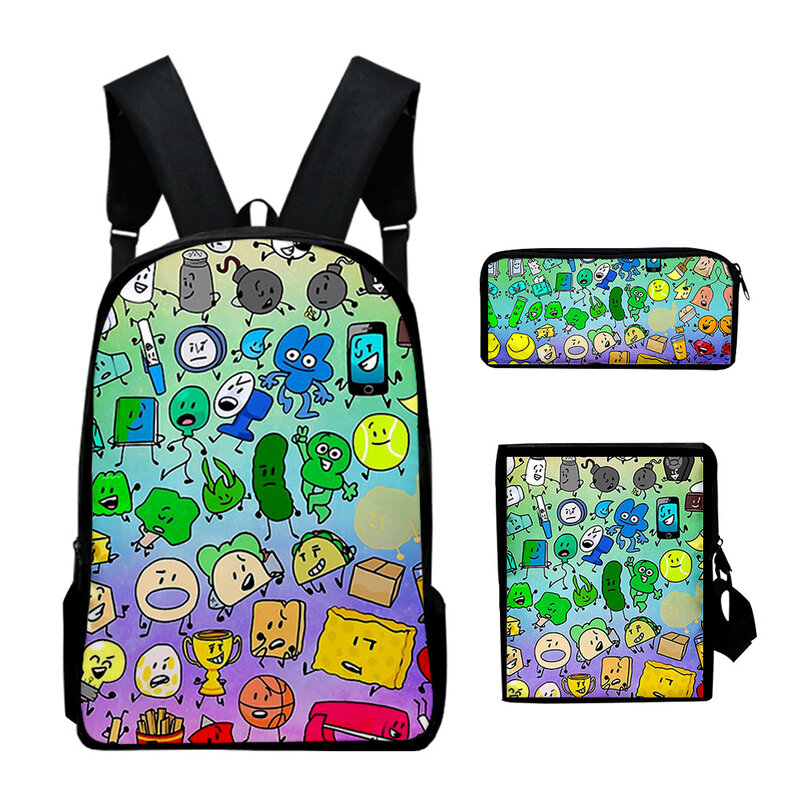 Jacknjellify Battle for Dream Island Merch Backpack 3 Pieces Sets Shoulder Bags Daypack Student Zipper Bag Unique Pencil Bag
