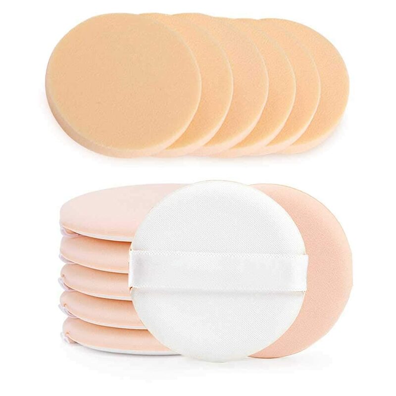 Esponjas de maquillaje redondas de 12 piezas con cojín de aire en polvo, esponja de maquillaje para base líquida, crema, polvo, corrector