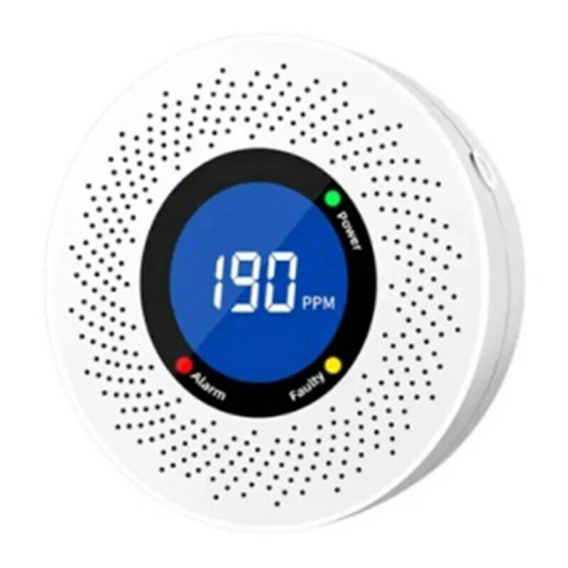 1 PCS Plastic Carbon Monoxide Standalone Detector CO Alarm With Screen Display Battery Powered For Home Kitchen Office