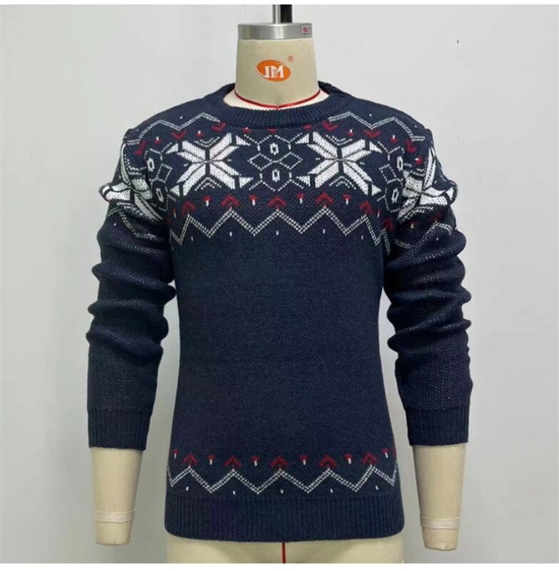 Мужской Жаккардовый свитер, повседневный трикотажный пуловер в стиле ретро с круглым вырезом и длинными рукавами, Осень-зима 2024