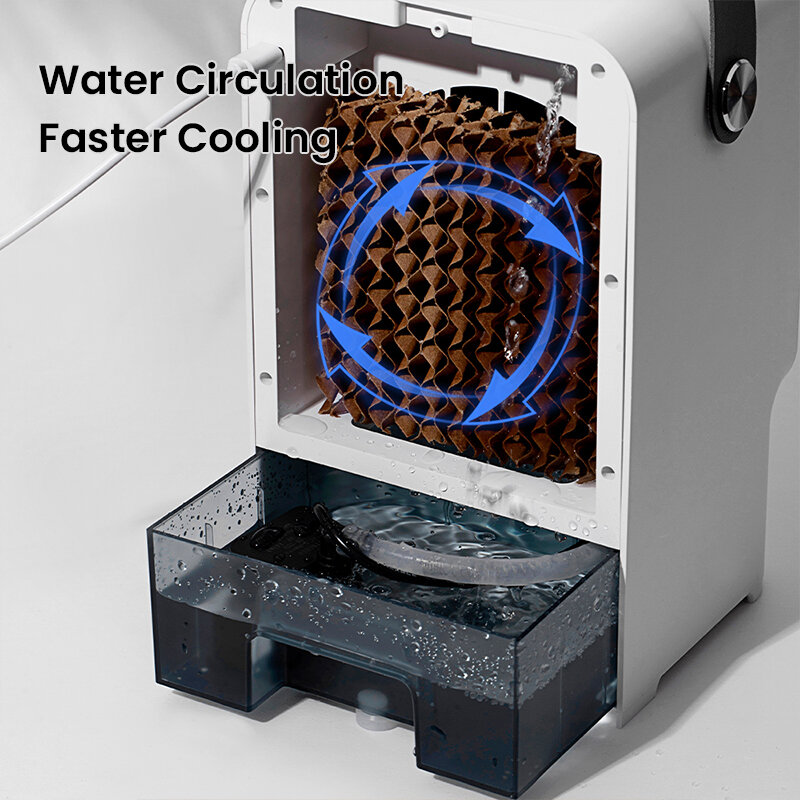 Circulação de água portátil ventilador de refrigeração 500ml grande tanque de água temporizador inteligente três engrenagens vento suave luz noturna refrigerador de ar baixo nível de ruído