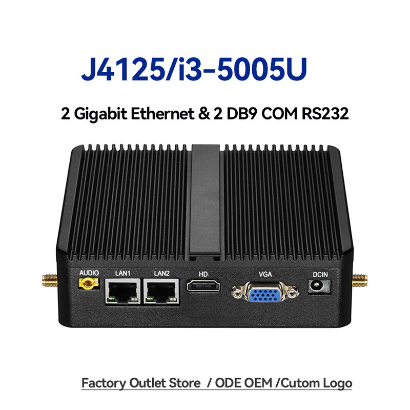 Công Nghiệp Quạt Không Cánh Mini PC Celeron J4125 Core I3-5005U Dual LAN 2 * COM HDMI WIFI Windows 10 Nettop Máy Tính Văn Phòng minipc Máy Tính Để Bàn