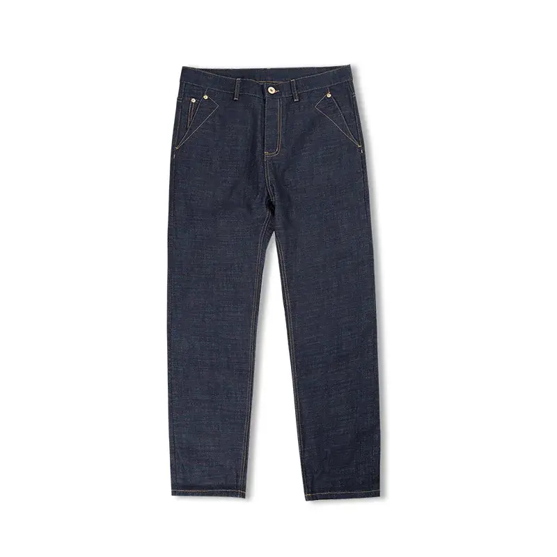 Szaleni mężczyźni w stylu Vintage surowe jeansy 13.5 uncji kolorowe bawełniane dżinsy jeansowe z czerwoną krawędzią dżinsy z prostymi nogawkami niebieskie spodnie