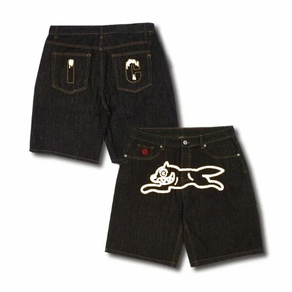 Джинсовые шорты Y2K с принтом для мужчин и женщин, винтажные повседневные свободные штаны из денима в стиле хип-хоп, уличная одежда в стиле Харадзюку, весна-лето