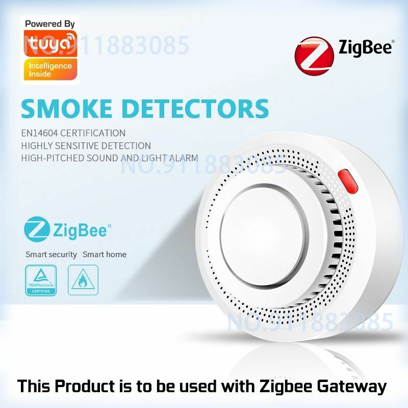 Tuya Zigbee-Smart Smoke Detector, Controle Remoto, Alarme de Incêndio, Home Security, Smoke Sensor, Smart Life APP, Trabalhar com Zigbee Gateway