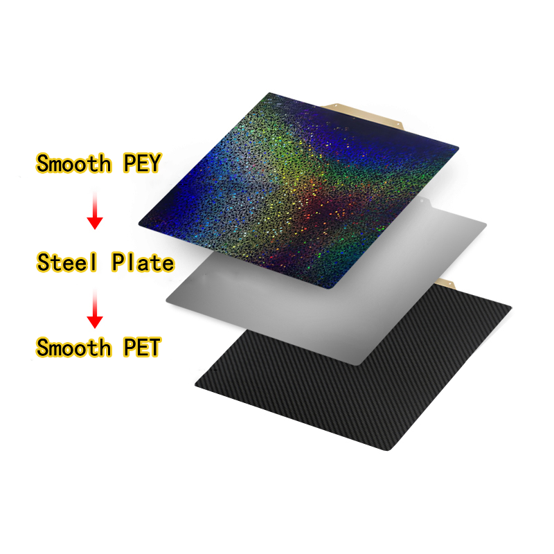 Energik tempat tidur magnetik sisi ganda, 335x365mm bertekstur PEI + PEO halus/permukaan pegas baja untuk Snapmaker A350 3D Printer