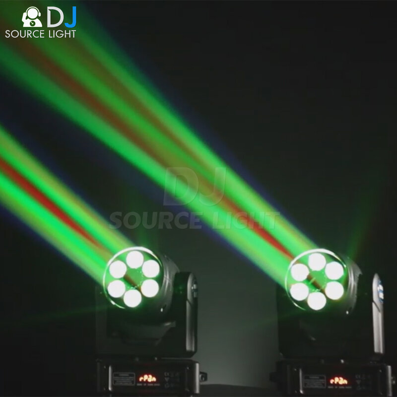 NEW Mini LED 100W Beam + 6X10W Bee Eye Moving Head Light RGBW 3 Prism Gobos DJ Light for Stage Disco Musci Party DMX512 Control