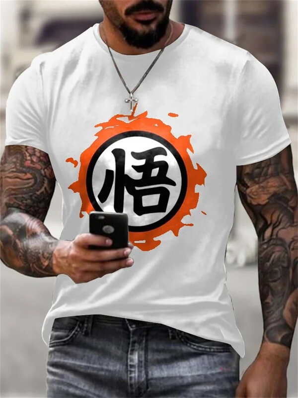 Camiseta de Dragon Ball Masculina Anime, Estampada em 3D, Engraçado, Manga Curta, Tops Verão, Moda Casual, Roupa Masculina de Rua, Festa
