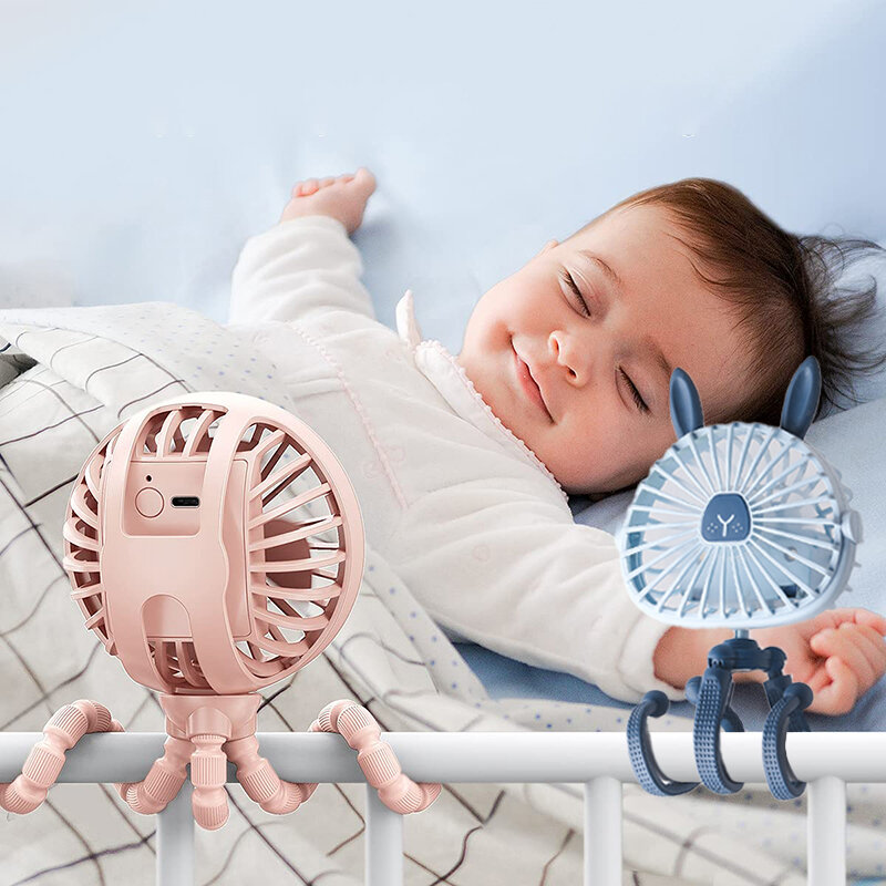 Belle ventilador elétrico para carrinho de bebê 600mah ajustável handheld usb carga luz silêncio 2022 novo cooler clipe energia eólica verão