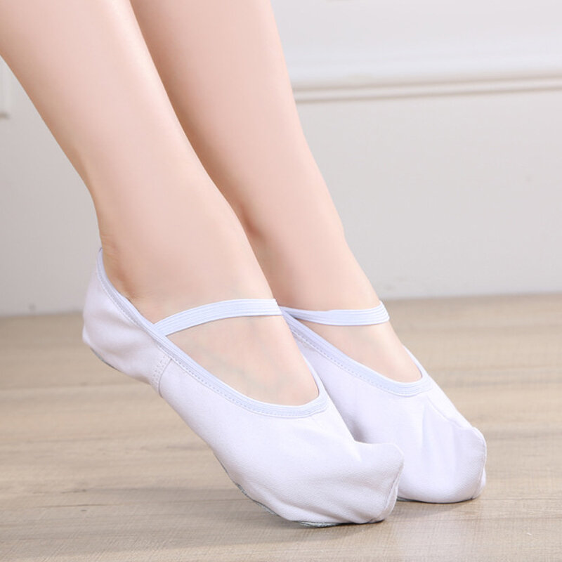 Kwaliteit Danvas Koeienhuid Lederen Zolen Wit Klassiek Ballet Dans Indoor Praktijk Yoga Gogo Koreaanse Dans Schoenen Voor Vrouw Man
