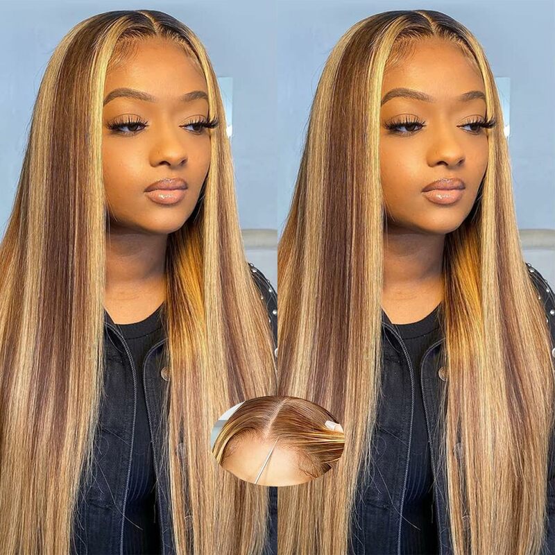 Glueless Wig Human Hair No Glue 180% Density Synthetic Wig Human Hair Pre Plucked Pre Cut for Beginners Straight Lace Front Wig
