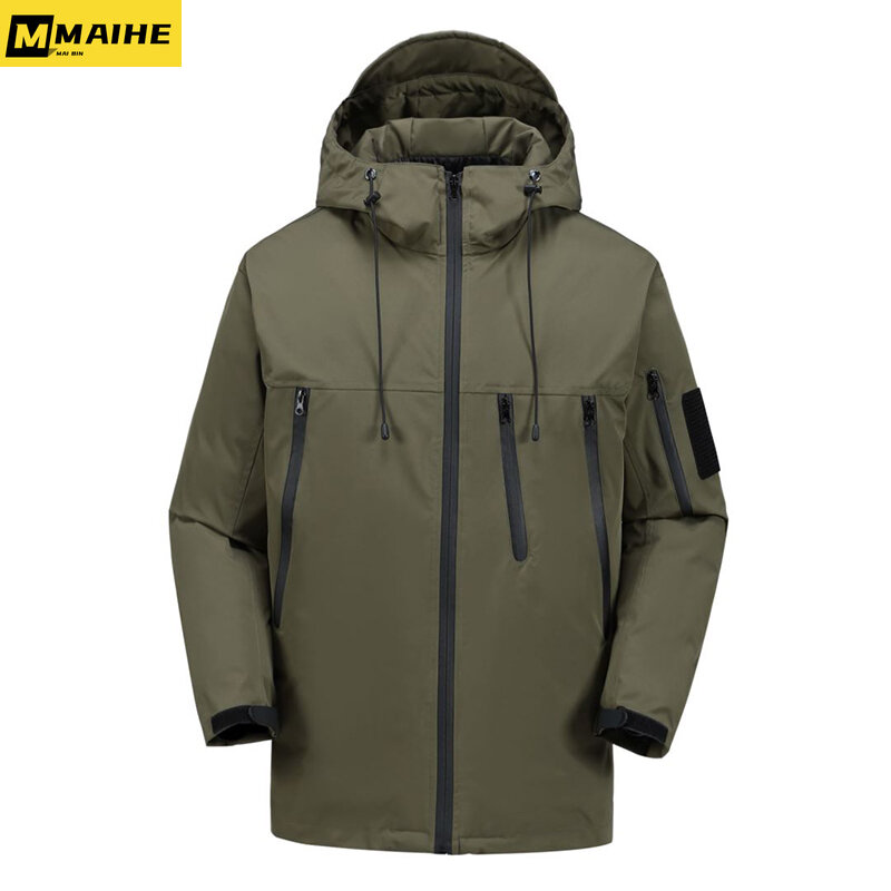 남성용 야외 라이트 다운 재킷, 겨울 하이킹 스키 하드쉘 전술 방풍 방수 화이트 덕 다운 코트, 브랜드 기능
