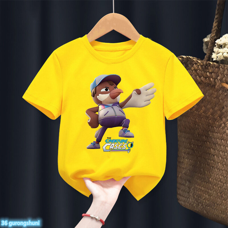 Футболка для мальчиков и девочек, забавная футболка с мультяшным принтом «Чехлы существ», Детская летняя модная одежда для мальчиков, топы с коротким рукавом