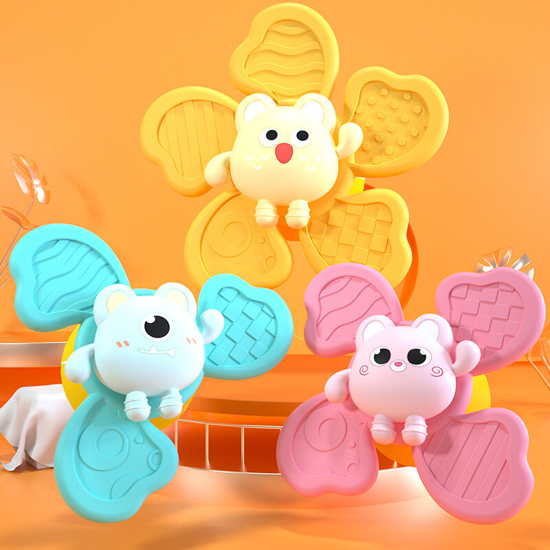 몬테소리 목욕 장난감 어린이용, 1 개, 목욕 빨판 스피너 흡입 컵 장난감, 어린이 선물, 재미 있는 어린이 딸랑이, Teether
