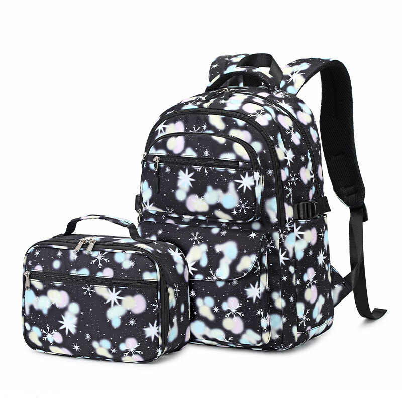 Новый рюкзак из двух предметов, милый женский школьный ранец с принтом, уличный водонепроницаемый рюкзак из 3 предметов