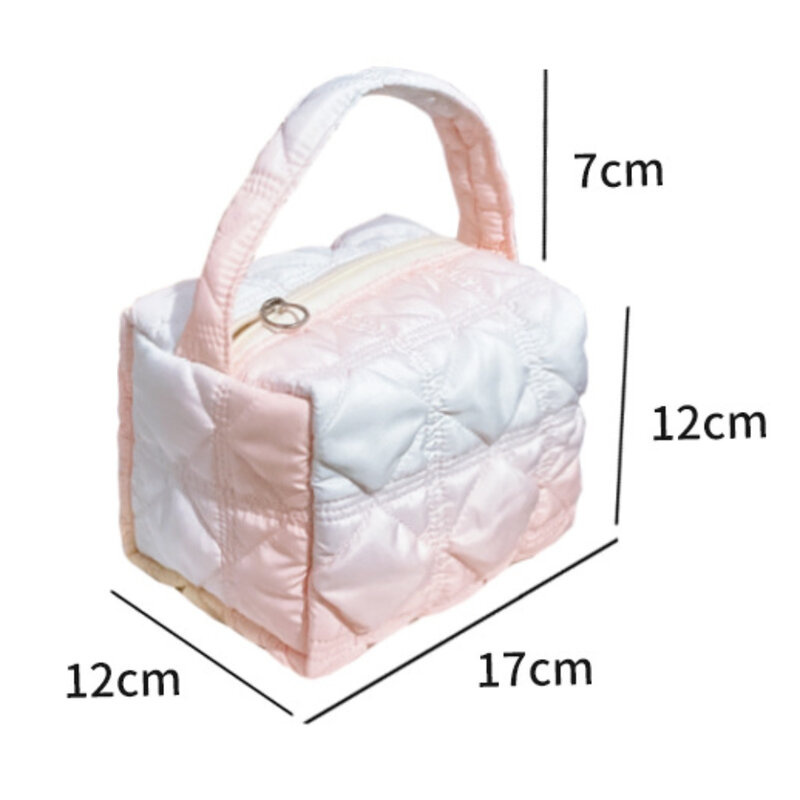 Quilted Cosmetic Bags Women Fashion Rainbow Makeup Pouches with Handle Female Casual Versatile Large Capacity Storage Bag
