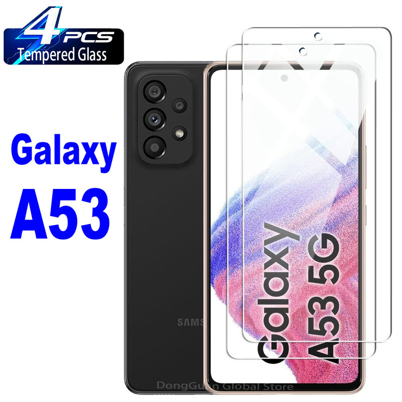 Lot de 2 ou 4 films protecteurs d'écran en verre, pour Samsung Galaxy A53 5G