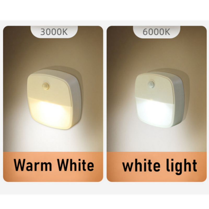 Lámpara LED con Sensor de movimiento, luz nocturna con pilas, inalámbrica, ahorro de energía, para habitación, armario, inducción corporal, 2 piezas
