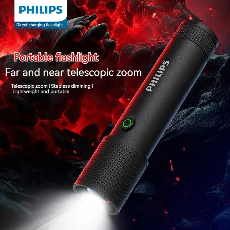 Philips tragbare Taschenlampe mit Power Bank Funktionen 4 Beleuchtungs modi wiederauf lad bares Camping licht zum Wandern Selbstverteidigung
