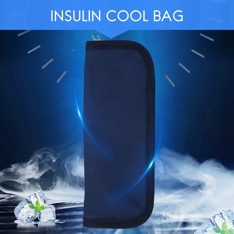 2PCS Insulin Cooler Travel Case Diabetic Medication Organizer Cooler Bag Navy Blue Durable Navy Blue