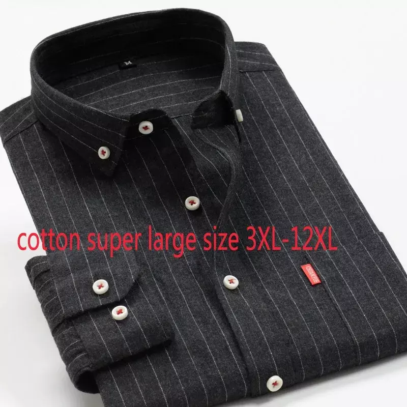 New Arrival Spring Autumn Men Thick Formal Extra Large Cotton Long Sleeve Shirts High Quality Plus Size 3XL- 8XL9XL10XL