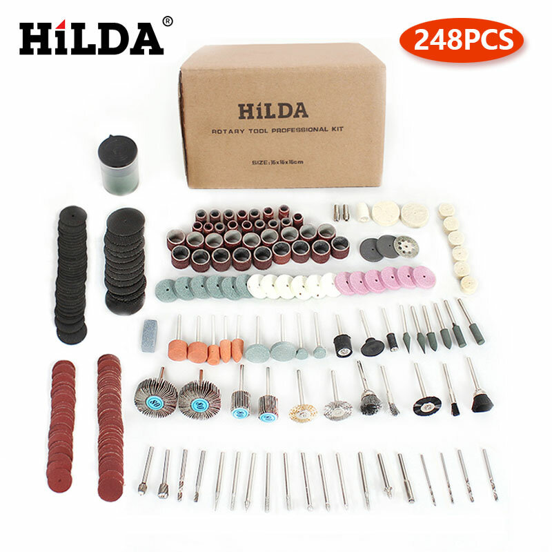 HILDA Dremel 용 로터리 공구 액세서리, 손쉬운 절단 연삭 샌딩 조각 및 연마 도구 조합, 248 개