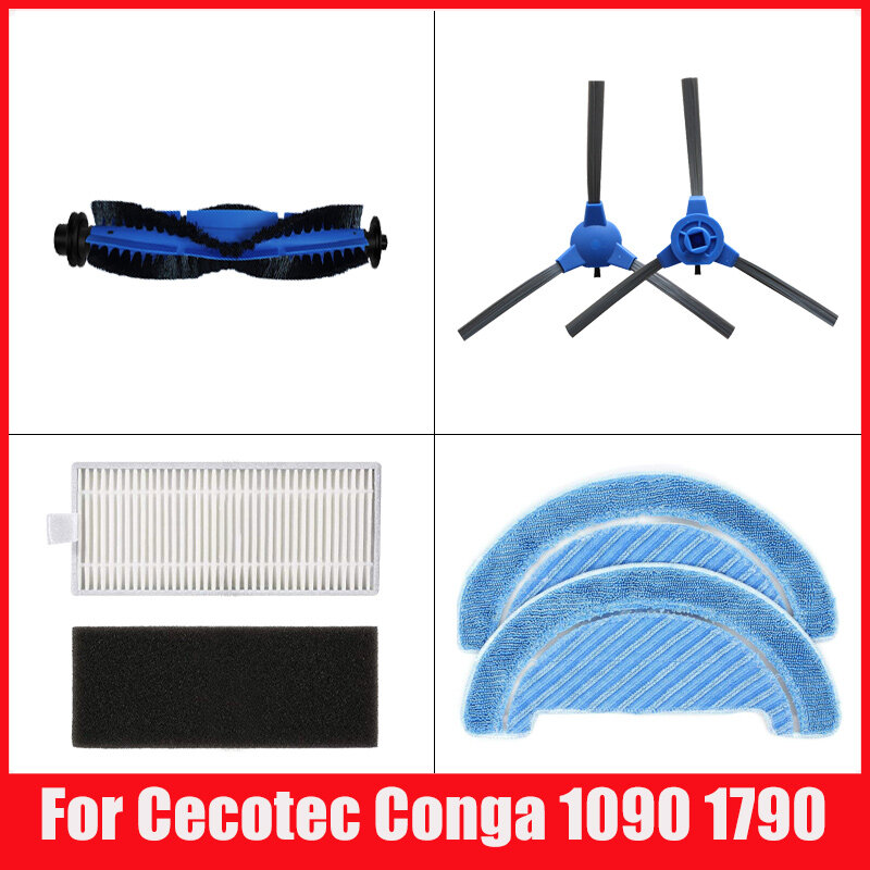Replacement For Cecotec Conga 1090 1790 Titanium Ultra Robot Main Side Brush Hepa Filter Mop Accessories Vacuum Cleaner Parts