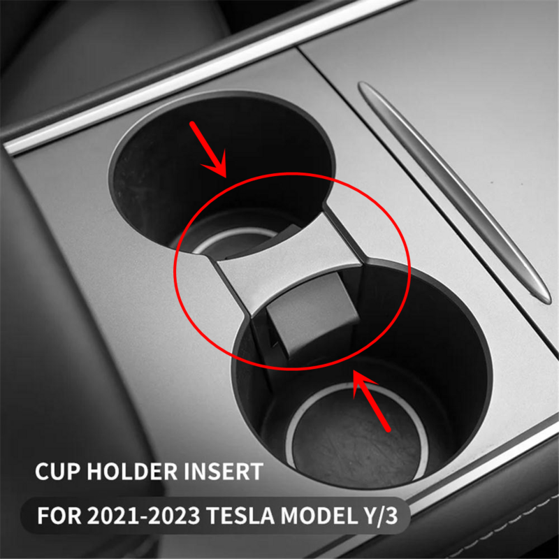Pemegang cangkir mobil untuk Tesla Model 3 / Model Y 2021-2024 kontrol pusat dudukan minuman masukkan Slot pembatas klip Interior