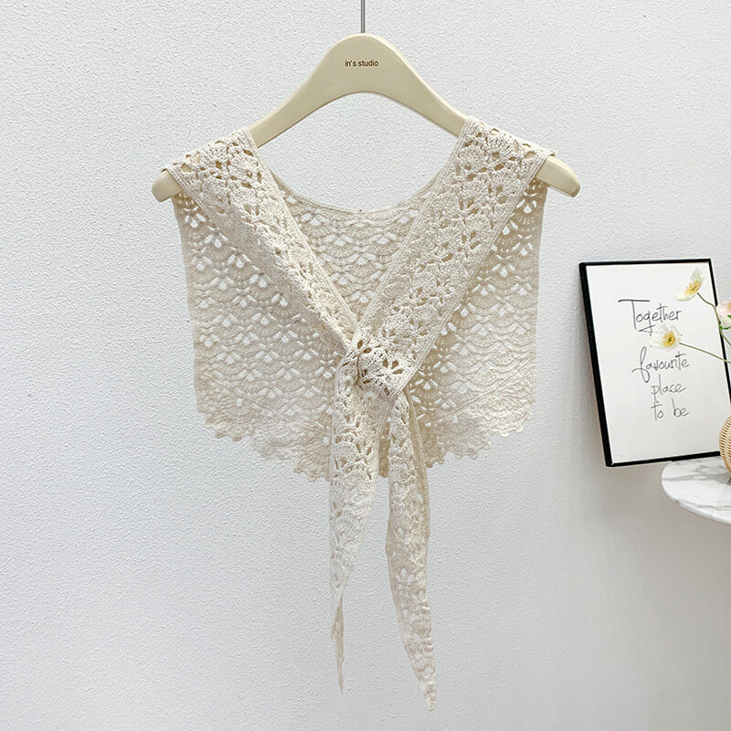 Écharpe en dentelle tricotée pour femmes, nouveau Design d'été, cache-nez creux tricoté à fleurs de luxe, colliers délavés pour dames, écharpes, châles, 2022