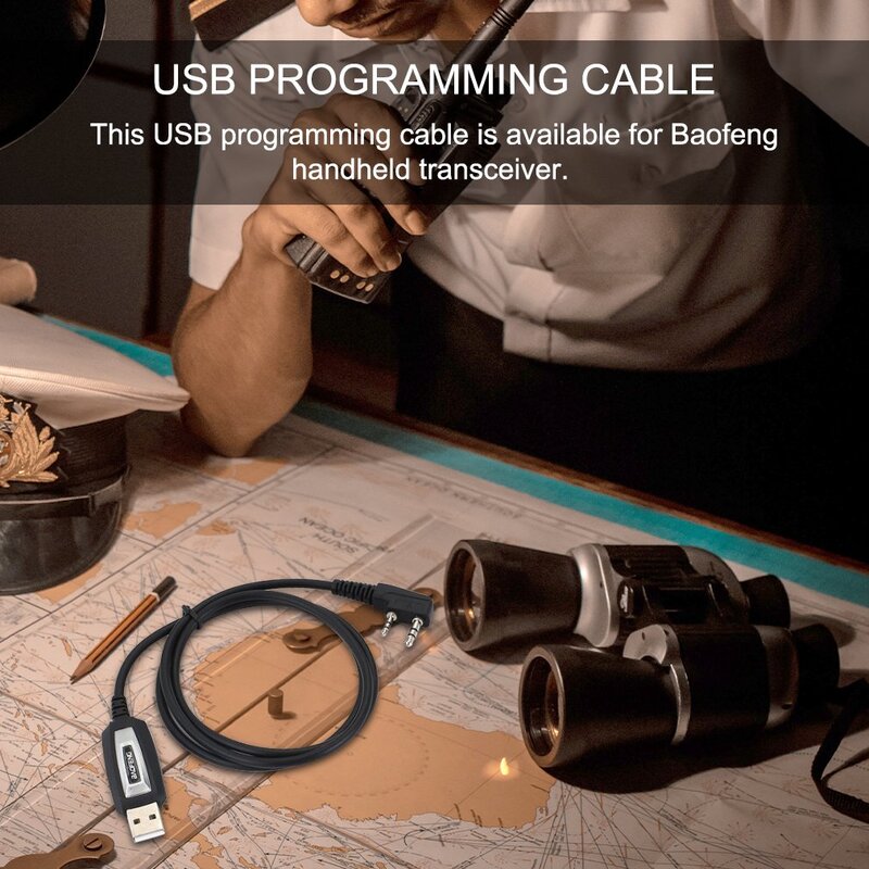 Cable de programación USB a prueba de agua, CD para BaoFeng UV-5R Pro Plus, UV-5S, Walkie Talkie, transceptor