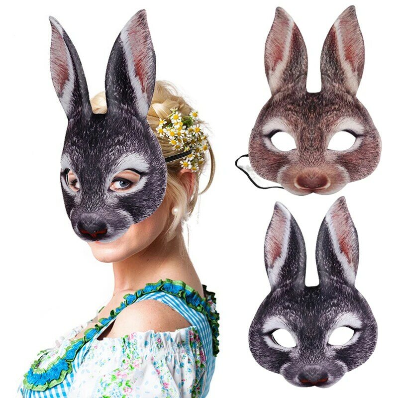 3D Animal Mask Halloween Masquerade Ball Masks Tiger Pig Half Face Mask Party Carnival Fancy Dress Costume Props Decor Accessory