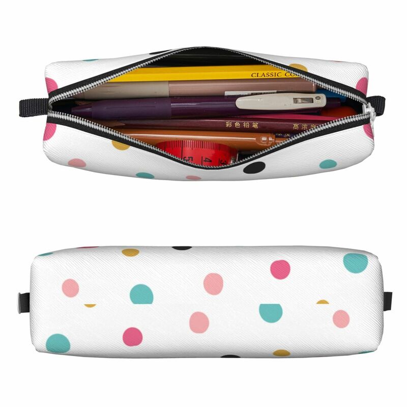 Colorful Polka Dots Abstract Multicolored Pencil Case Fun Pen Holder Pencil Bags Kids Big Capacity Office Gift Pencilcases