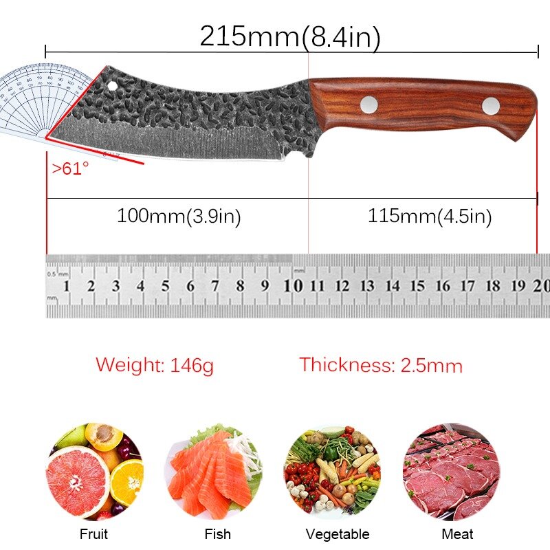 2 Pcs Sharp Fruit Peeler Meat Knife Chicken Bone Scissors High Carbon Steel Kitchen Tools Set BBQ Tool Handmade Pocket Knife