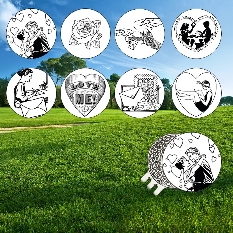 Магнитный зажим для крышки с подвижным логотипом-аксессуары и оборудование для гольфа, настраиваемый логотип мяча, винтажный черный и белый логотип