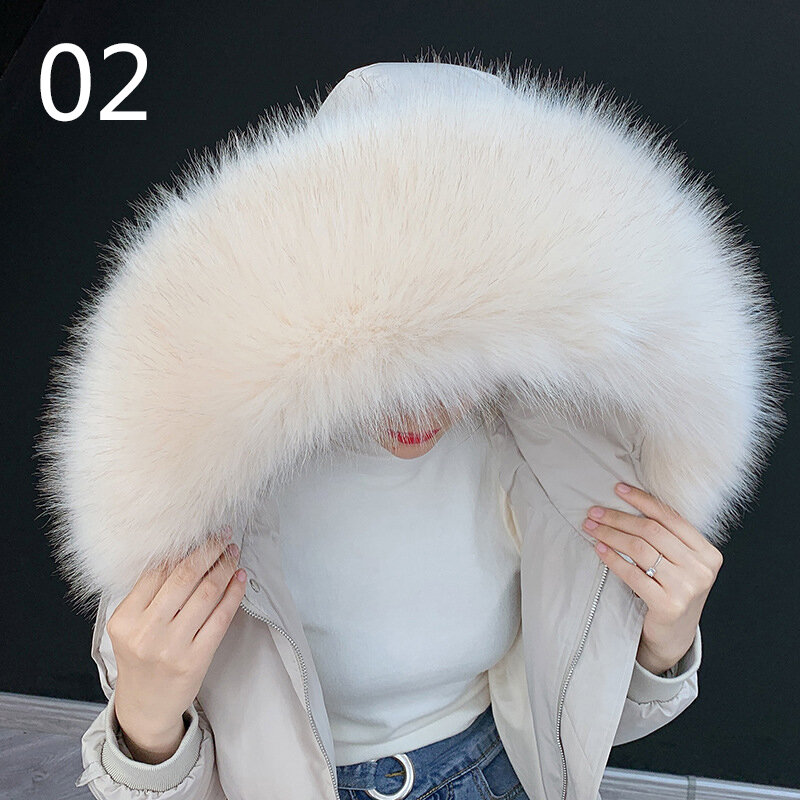 80cm Multicolor Scarf Faux Fur Collar Hood Fur Decor Shawl Coat Jacket Fur Collar Detachable Accessories Winter