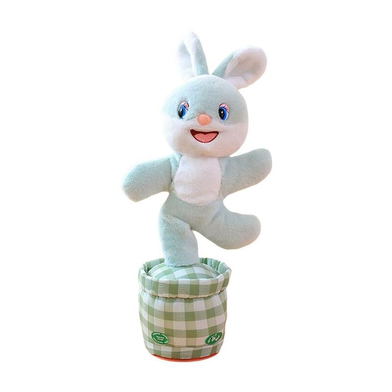 Tańczący królik powtarzający gadającą zabawkę pluszowa puszka elektroniczna zabawki interaktywne wczesne pluszowe śmieszne edukacyjne płyty prezentowe K6u8