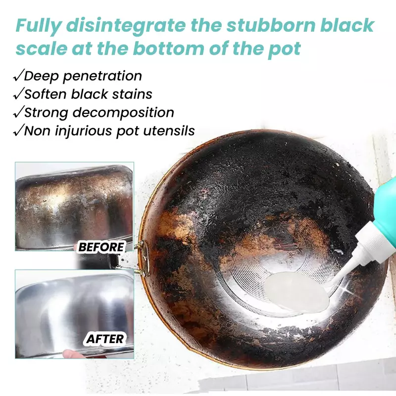Pot Rust Remover Gel Pot Black Scale Cleaning Cookware Blackening Agent Black Pot Bottom Polishing Home Kitchen Cleaning Tool