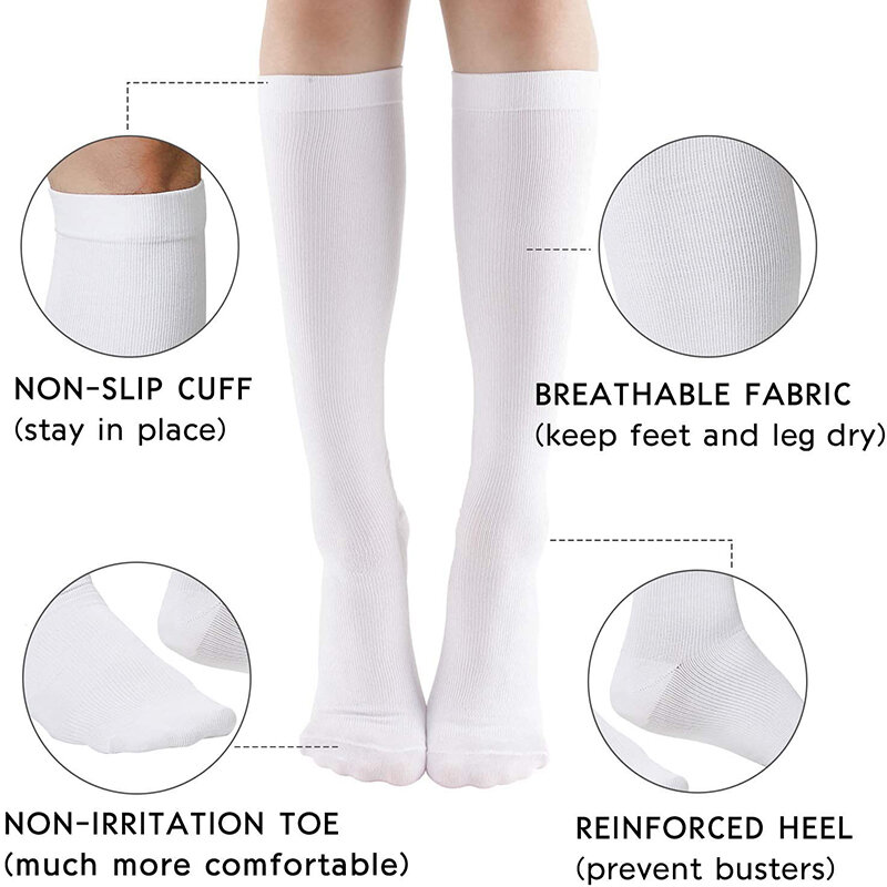 Calcetines de compresión hasta la rodilla para hombre y mujer, calcetín deportivo Unisex, ideal para correr, Edema, venas varicosas, 30 MmHg, juego de 5 pares