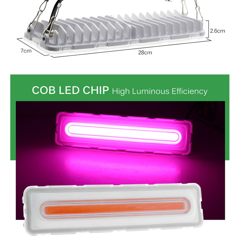 Full Spectrum COB LED Grow Light, 50W LED Refugium Plant Light, adatto per piante da interno all'aperto, semina Veg Bloom serra