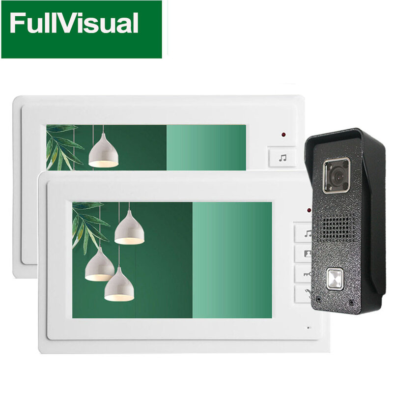 Fullvisual Home Intercom System campanello per videocitofono cablato con fotocamera led IR Monitor da 7 pollici + pannello esterno sblocco 1200TVL