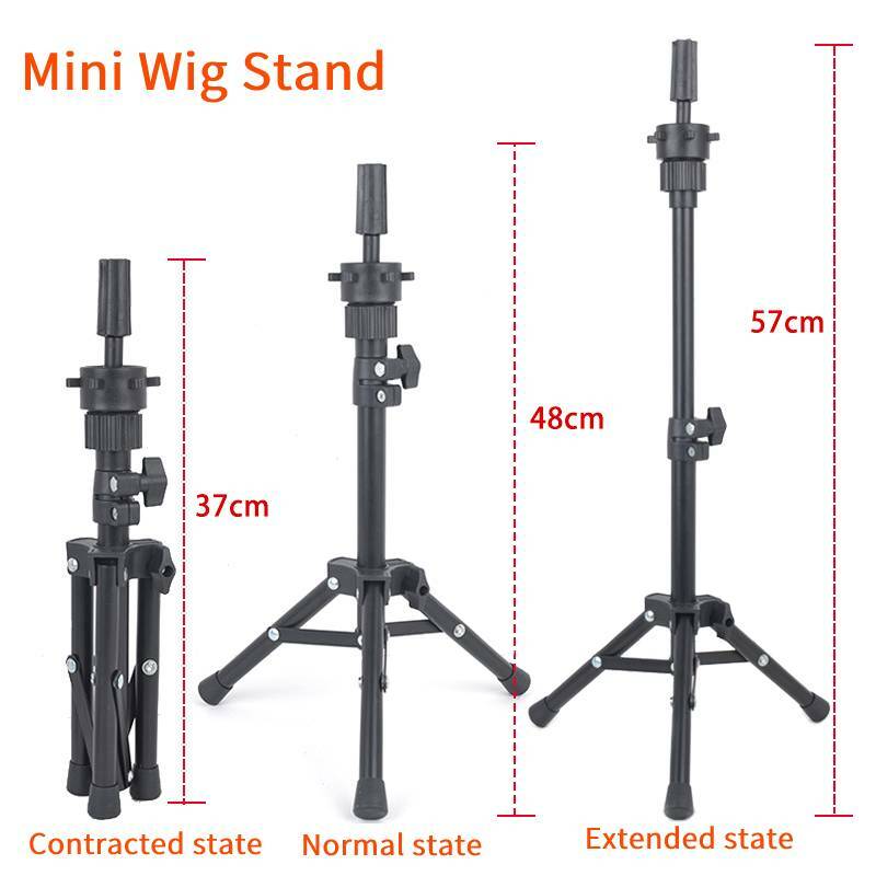 Mini Wig Head Stand Adjustable Wig Stand Tripod For Canvas Block Heads Making Wigs Styling and Hairdressing Trainning