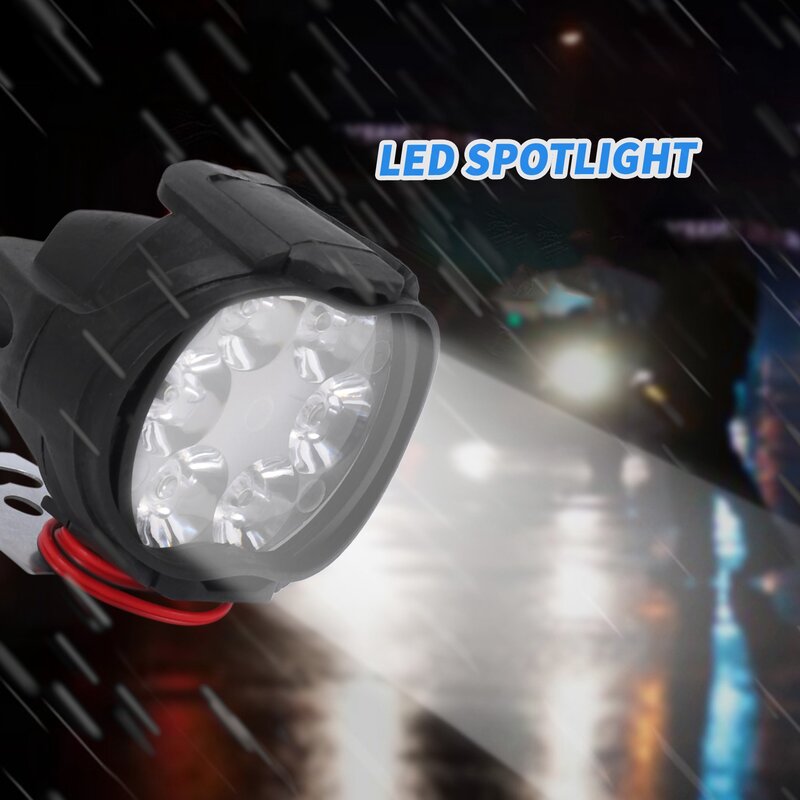2Pcs 6 Led Motorcycle Light Headlight Assembly 10W 1000Lm+Switch Universal Scooter Fog Spotlight 6000K White Car Drl Lamp