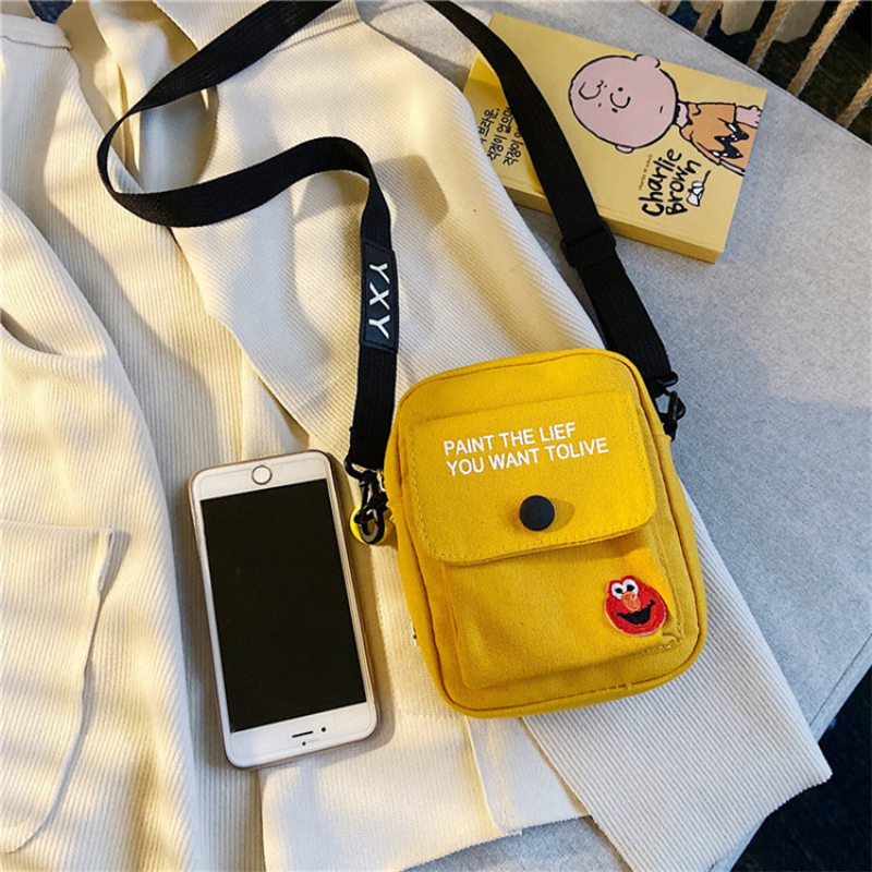 Small Canvas Bag Women's Crossbody Shoulder Bags For Women Messenger Coin Purse Cartoon Cell Phone Shoulder Bags Phone Handbags