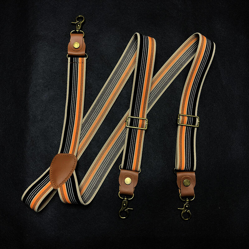 3*120Cm Vintage Men's Suspenders Pants 3 Hooks  Leather Suspenders Men Adjustable Strap  Suspenders Women's Pants Braces Man