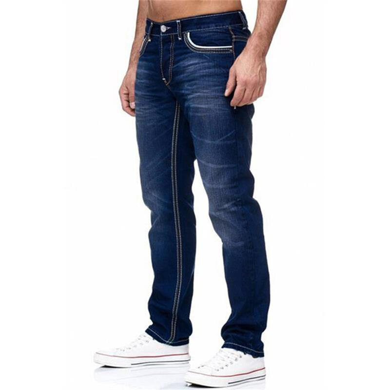 Męskie jeansy Streetwear jednolite, z kieszeniami proste spodnie wiosenne lato eleganckie spodnie codzienne codzienna odzież męska