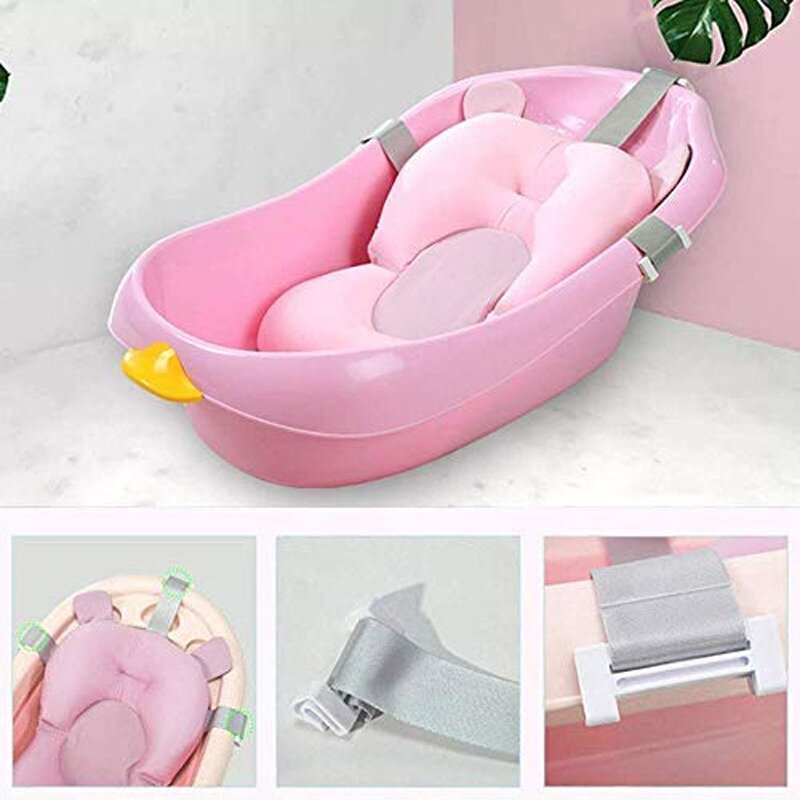 Foldable Baby Bath Chair Newborn Infant Anti-Slip Bathtub Mat Portable Shower Non Slip Security Bath Support Cushion Pillow