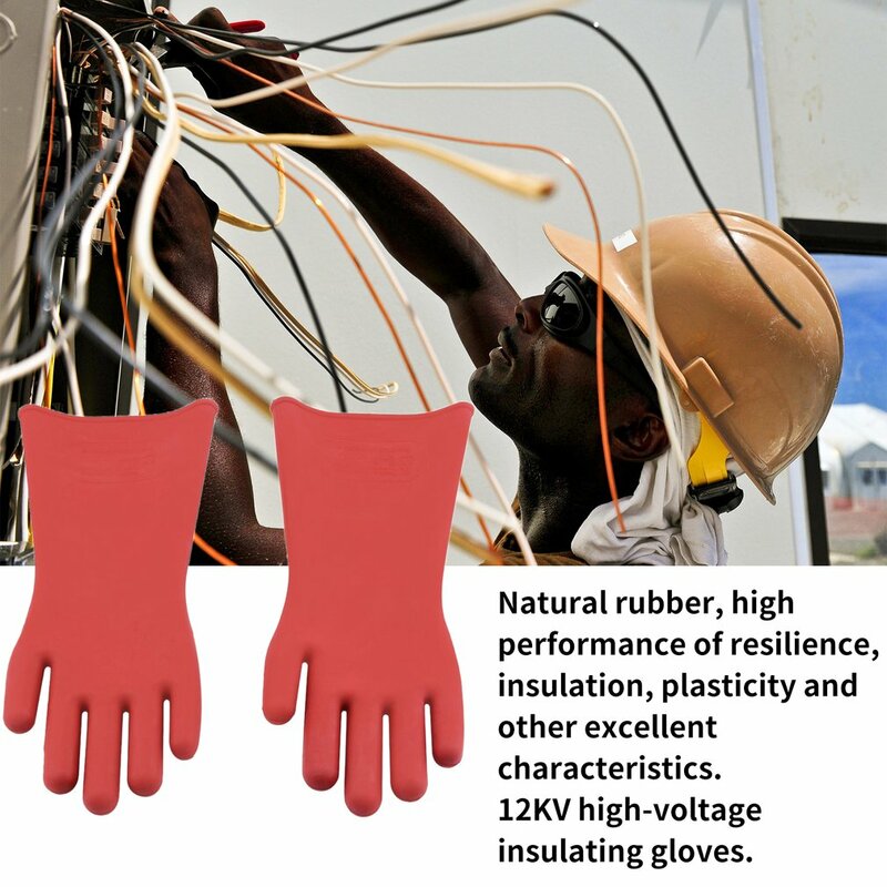 1 Pair Professional 4500V High Voltage Electrical Insulating Gloves Rubber Electrician Safety Glove 40cm Accessory